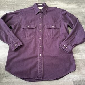 St Johns Bay Chamois Shirt Mens Large Purple Flannel Button Up Shacket Outdoor